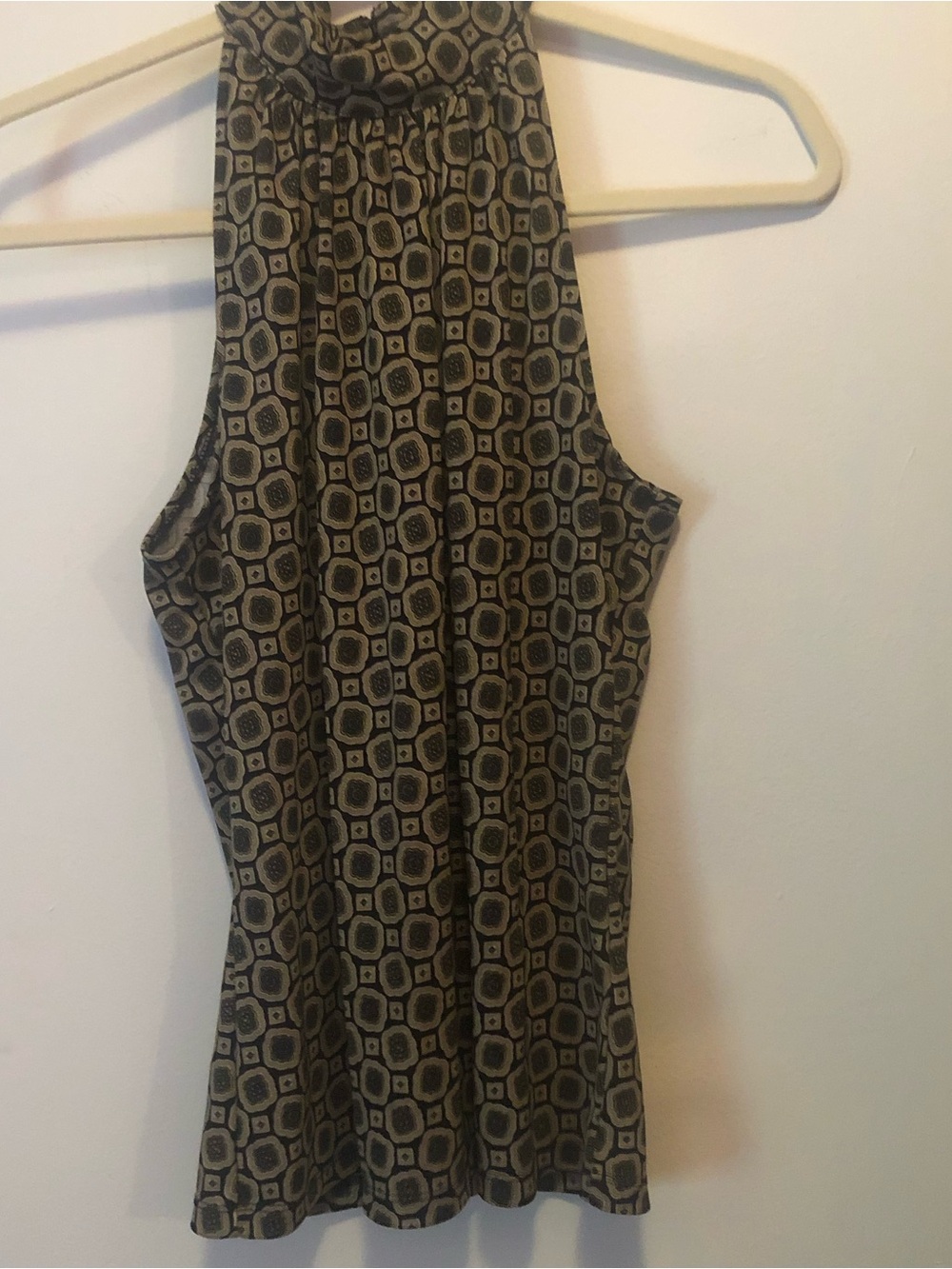 Michael Kors Geometric Print Top in Black & Tan